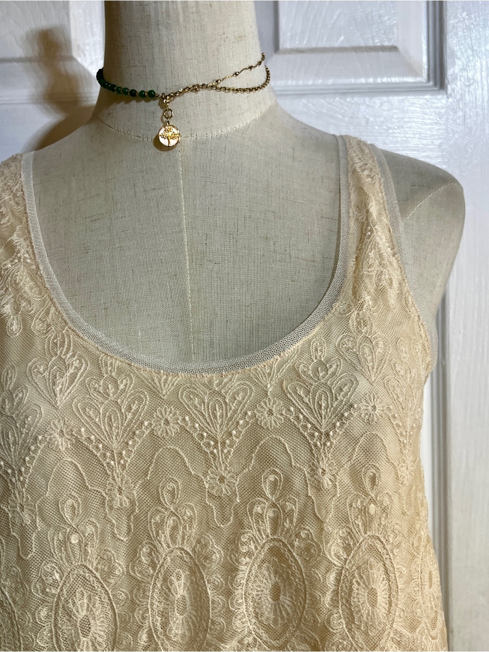 Calypso St Barth Ivory Silk Lace Mesh Embroidery Layered Feminine Cami Top XS - Picture 2 of 8